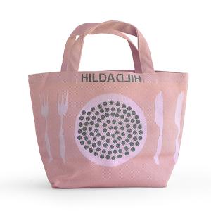HildaHilda（ヒルダヒルダ）ランチバッグ「ソーセージ＆ビーンズ」ピンク【アクリルコーティング仕上げ】