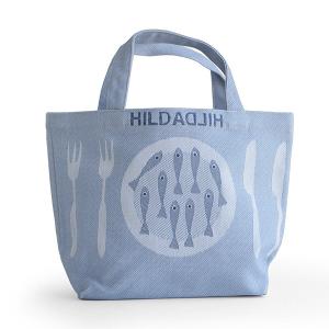 HildaHilda（ヒルダヒルダ）ランチバッグ「目玉焼き＆フィッシュ」ライトブルー【 アクリルコーティング仕上げ 】