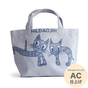 HildaHilda（ヒルダヒルダ）ランチバッグ「猫」ブルー【 アクリルコーティング仕上げ 】