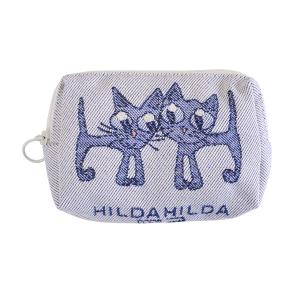 HildaHilda（ヒルダヒルダ）ポーチ - Mサイズ「ネコ（ブルー）」