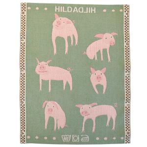 HildaHilda（ヒルダヒルダ）キッチンタオル「6匹の子ブタ（グリーン）」